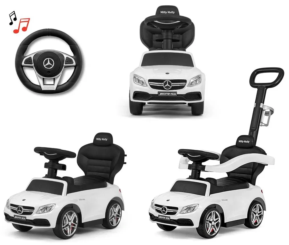 Detské odrážadlo s vodiacou tyčou Mercedes Benz AMG C63 Coupe Milly Mally white