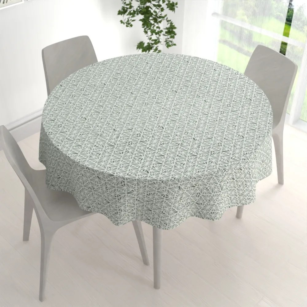 Biante Bavlnený okrúhly obrus Sandra SA-627 Pastelovo zelená mozaika na bielom Ø 50 cm