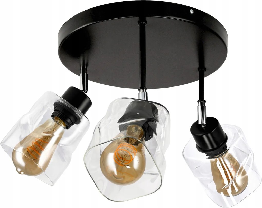 BERGE LED závesné stropné svietidlo 3xE27, rolovací, priehľadný štvorec