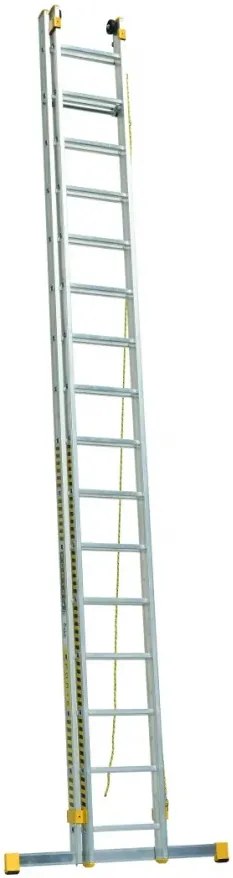 ALVE Rebrík hliníkový dvojdielny výsuvný s lanom rozšírený 8818 PROFI PLUS FORTE