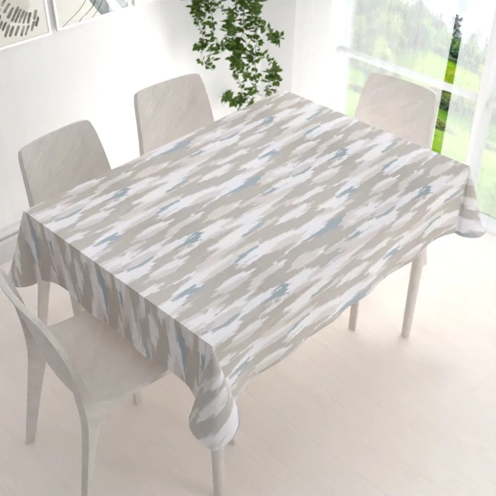 Biante Zamatový obdĺžnikový obrus Tamara TMR-024 Sivo-béžovo-biele žíhané pásy 120x140 cm