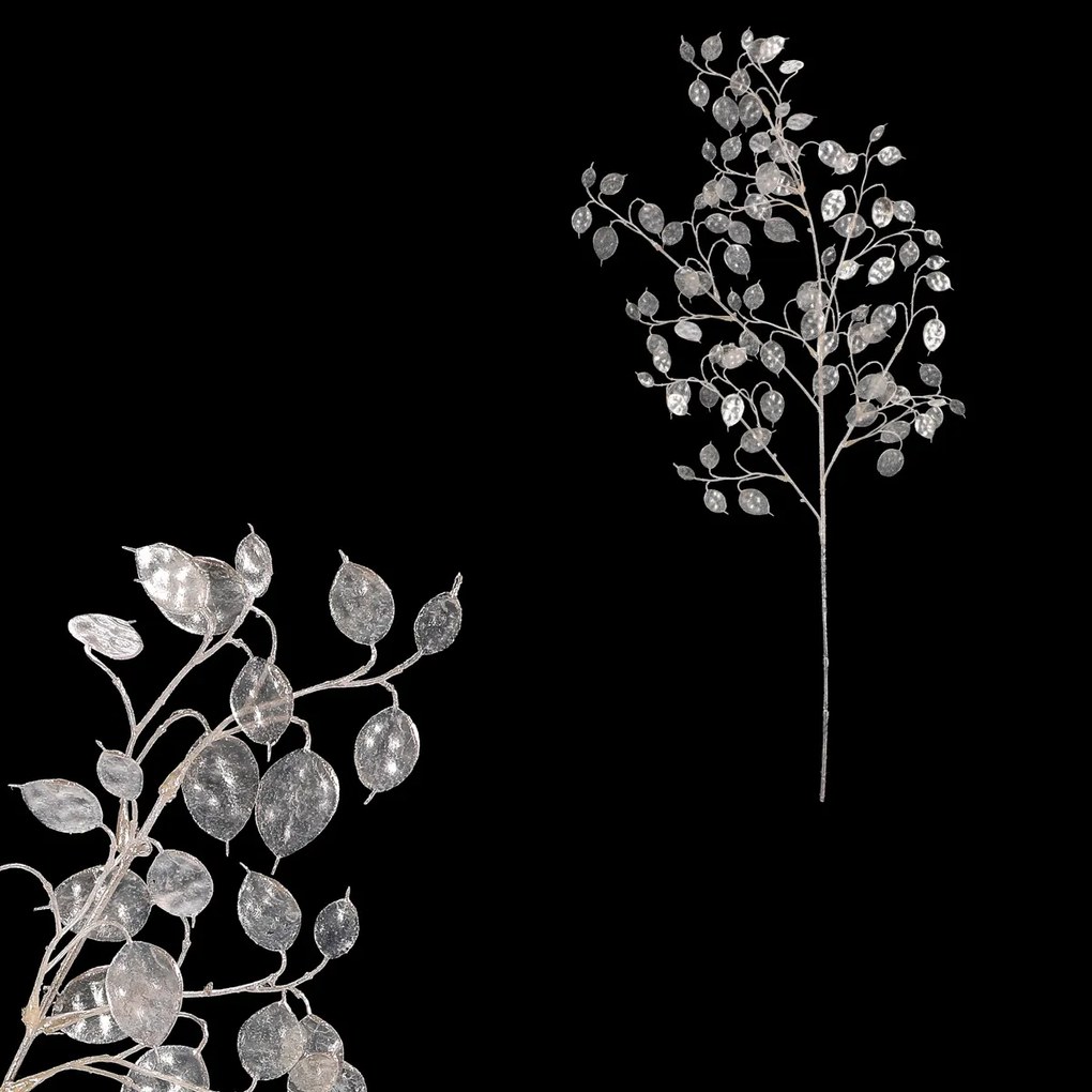 Súprava umelých vetvičiek Lunária, 2 ks, biela, srienistá, 85 cm