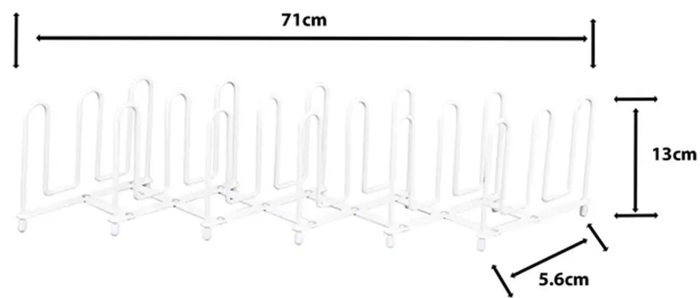 Goodhome Organizér na pokrievky a panvice aj knihy HARMONIKA, biely kov
