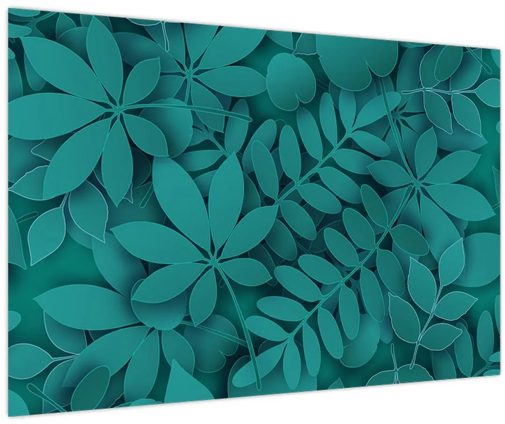 Obraz - Tyrkysové listy (90x60 cm)