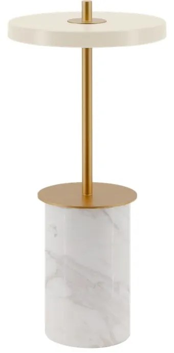 Krémovobiela mramorová LED stolová lampa so stmievačom s kovovým tienidlom (výška 25,5 cm) Asteria Move Mini – UMAGE