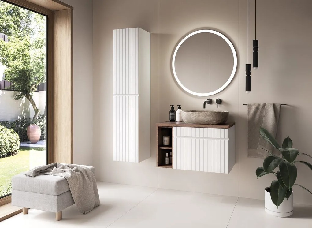 Kúpeľňové zrkadlo s LED svetlom Venus 80 cm biele