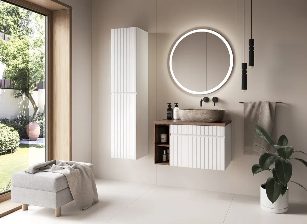 Kúpeľňové zrkadlo s LED svetlom Venus 80 cm biele