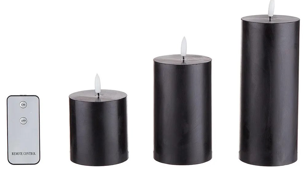 NORDIC LIGHT LED Sviečky 3 ks - čierna