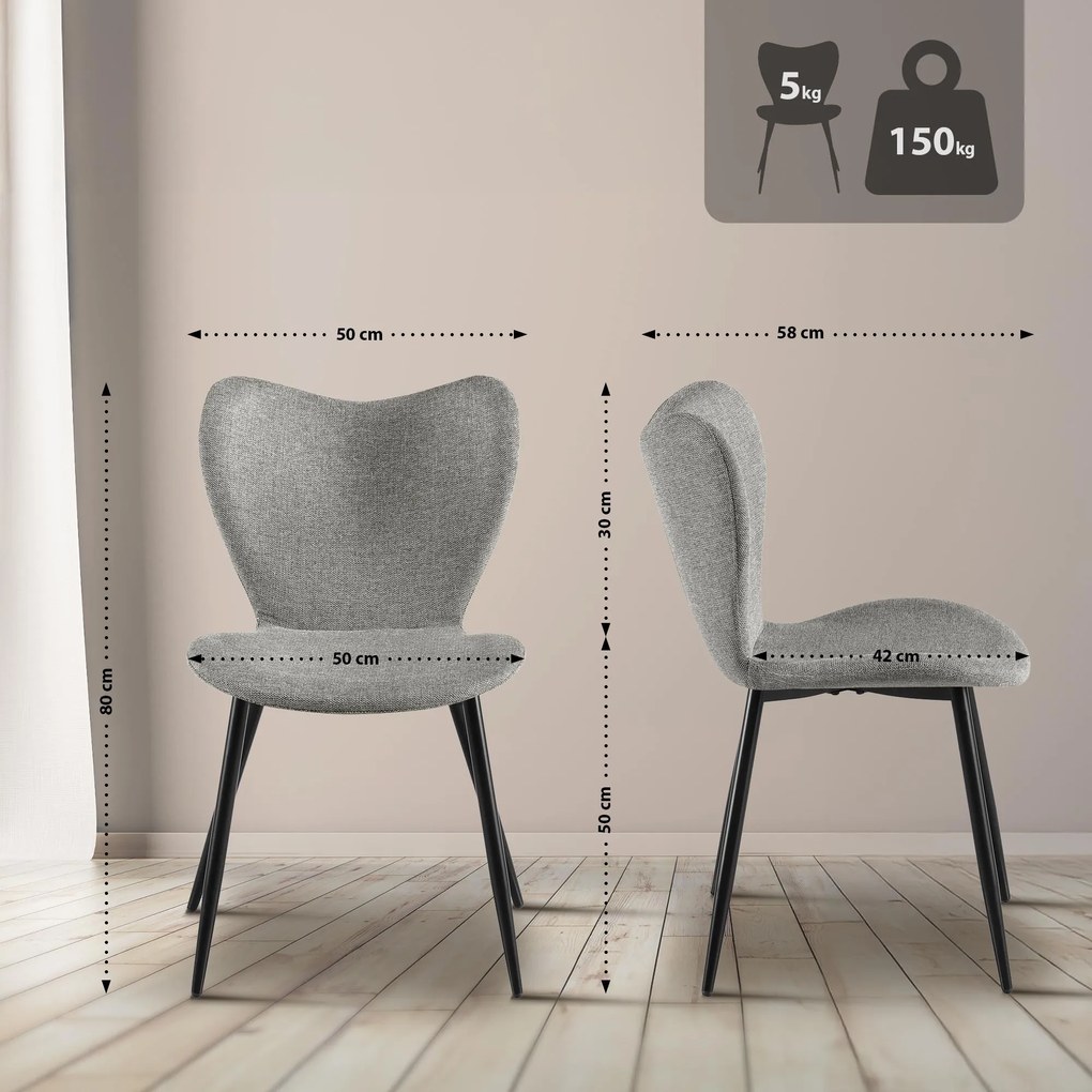 Jedálenská stolička Maika látka - sivá