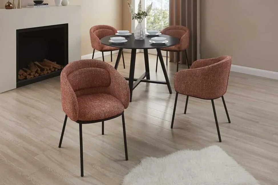 Dizajnová jedálenská stolička Nimes hrdzavo červená štrukturovaná látka