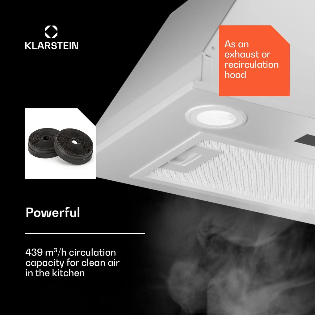 Klarstein Paolo 52 vstavaný Digestor 52 cm 439 m³/h LED Touch A++