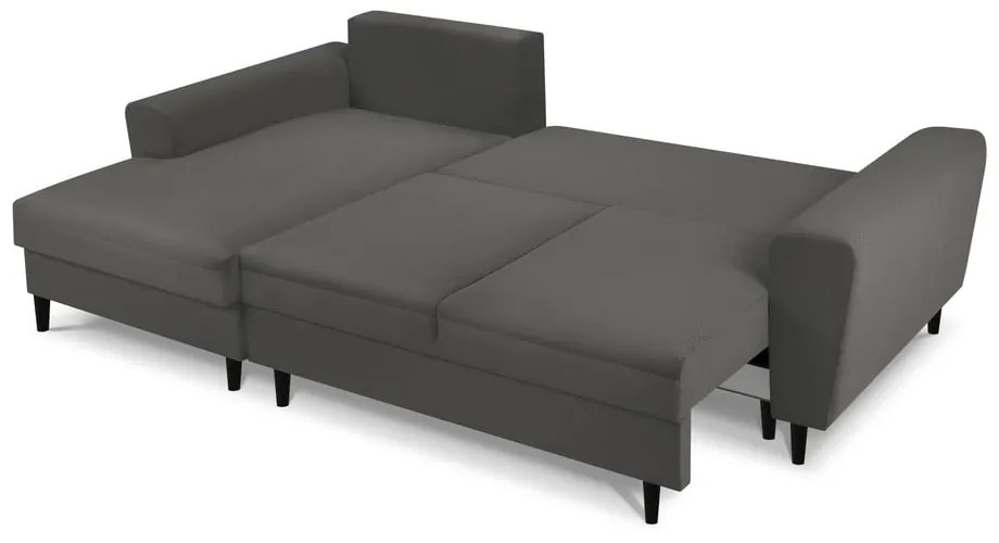 Tmavosivá menčestrová rozkladacia rohová pohovka Micadoni Home Moghan, ľavý roh