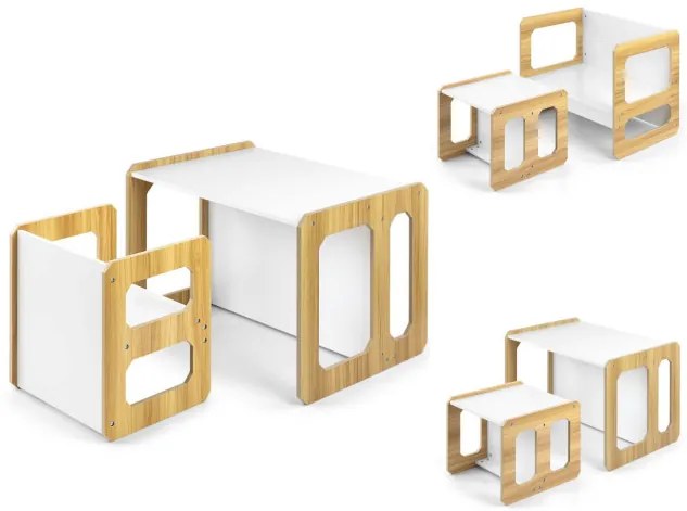 Detský stôl Stella 3v1 naturálny so stoličkou