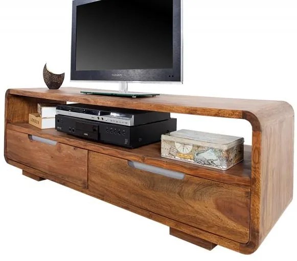 Nemecko - Masívny TV stolík CUBUS 130 cm Sheesham, prírodný