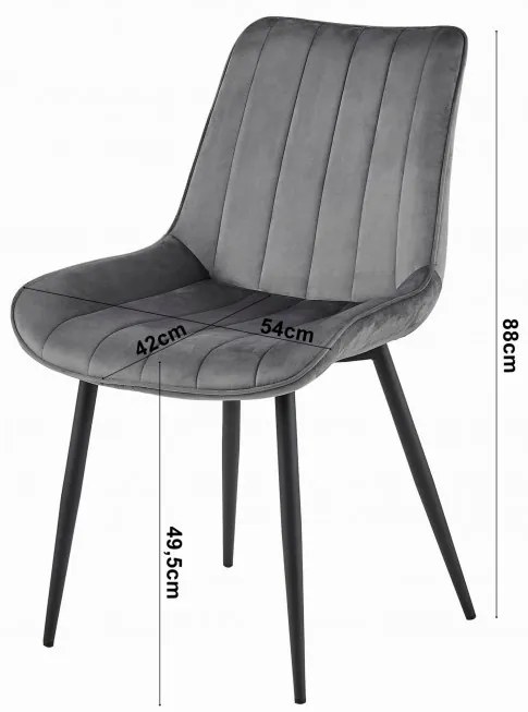 Set dvoch jedálenských stoličiek SOSA zamatové tmavozelené / čierne nohy (2ks)