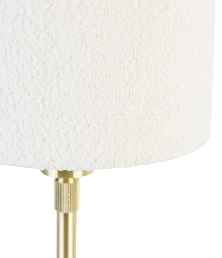 Zlatá nastaviteľná stolná lampa s bielym bouclé tienidlom 20 cm - Parte