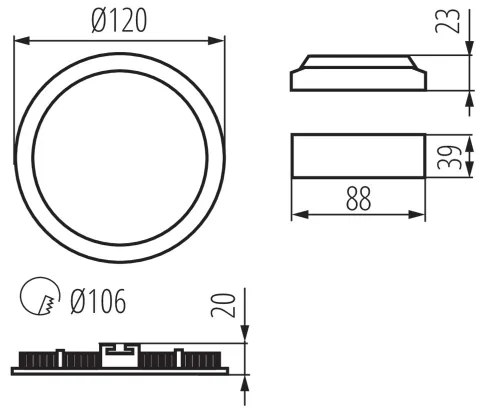 Kanlux 33562 - LED Kúpeľňové podhľadové svietidlo ROUNDA LED/6W/230V IP44 čierna