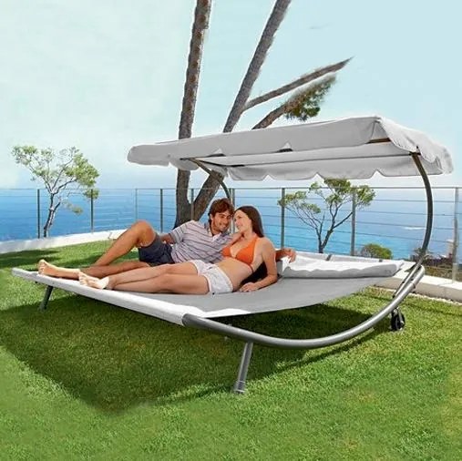 Relaxačné ležadlo pro 2 osoby Craftfield BAHAMA - SIVÁ
