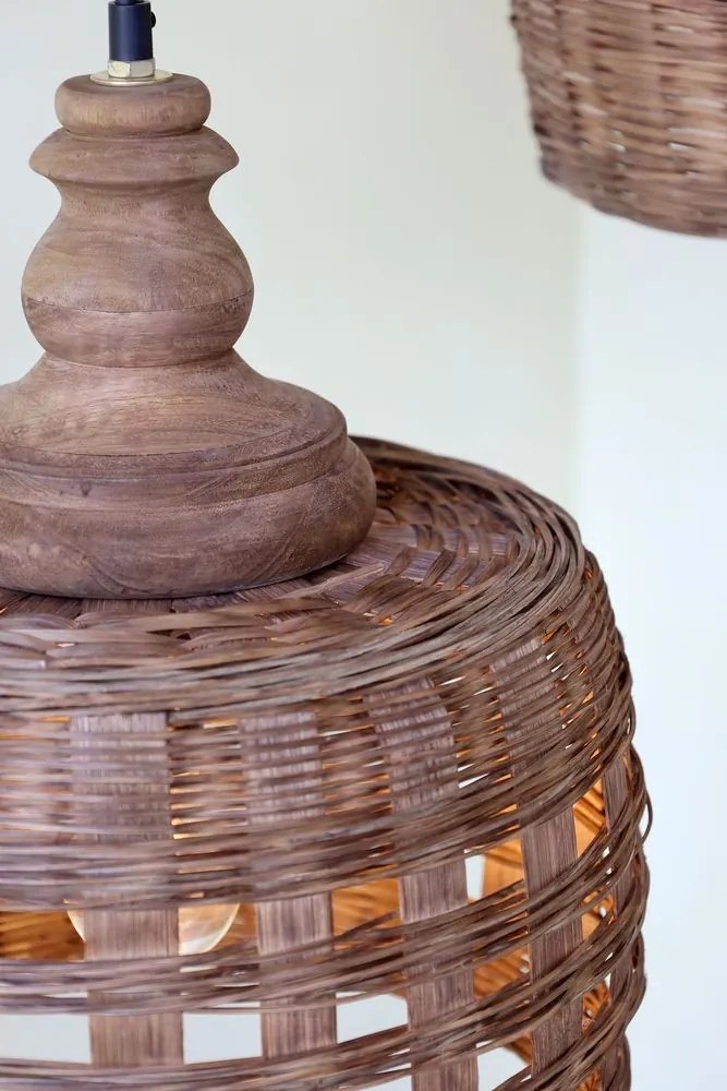 Prírodné antik závesné svetlo lampa z prúteného ratanu - Ø 31*38cm/ E27/ 25W