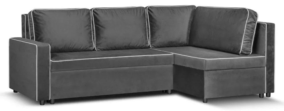 Rozkládací rohová sedací souprava MIMI Tmavě Šedá 92+WHITE