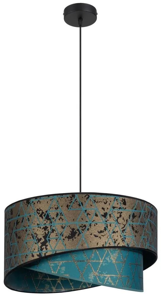 Luster na lanku REZO 1xE27/60W/230V tyrkysová/zlatá