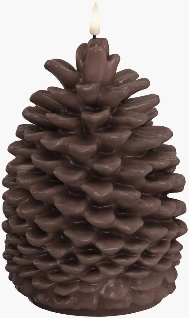 Ručne vyrobená vianočná LED sviečka's efektom plameňa Pine Cone, V 19 cm