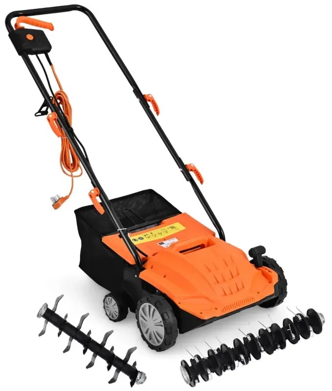 Elektrický vertikutátor 1500W vertikutátor a prevzdušňovač 2 v 1 104,5 x 51 x 103 cm oranžový