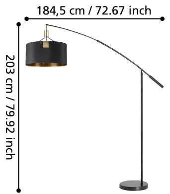 Eglo 39966 - Stojacia lampa TORTOLA 3xE27/40W/230V čierna/zlatá