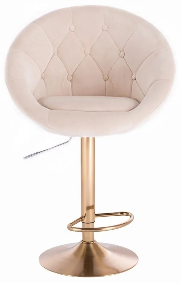 LuxuryForm DESIGN Barová stolička VERA VELUR na zlatom tanieri - krémová