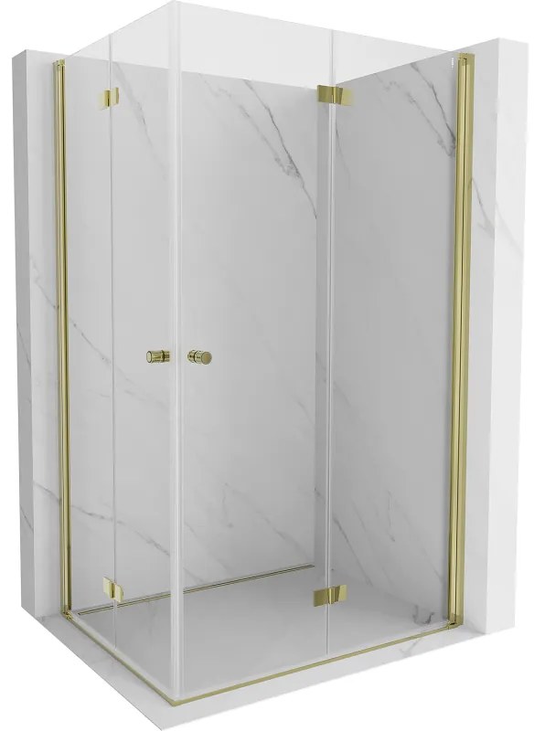 Mexen Mist-F Duo, skladací sprchový kút 110 x 120 cm, číre sklo, zlatý lesklý profil, 8A6-110L-120P-50-00
