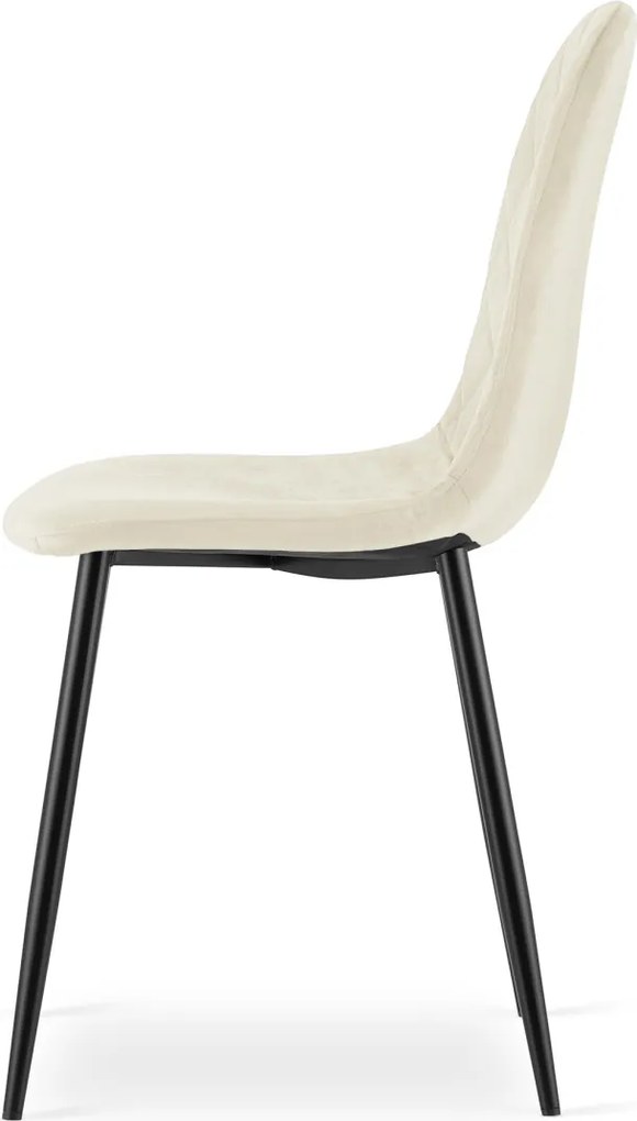 Béžová zamatová stolička ASTI s čiernymi nohami