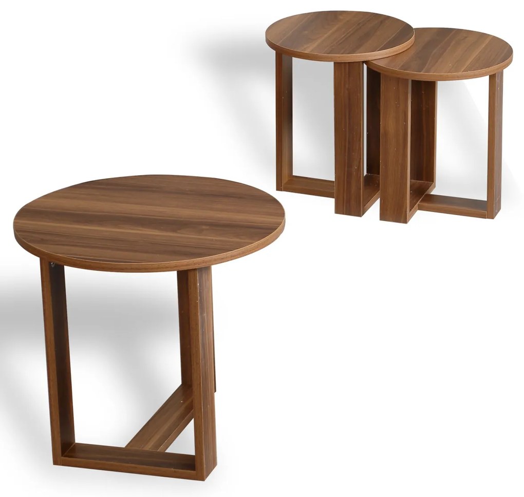 Odkladací stolík Mira Walnut, 3 ks