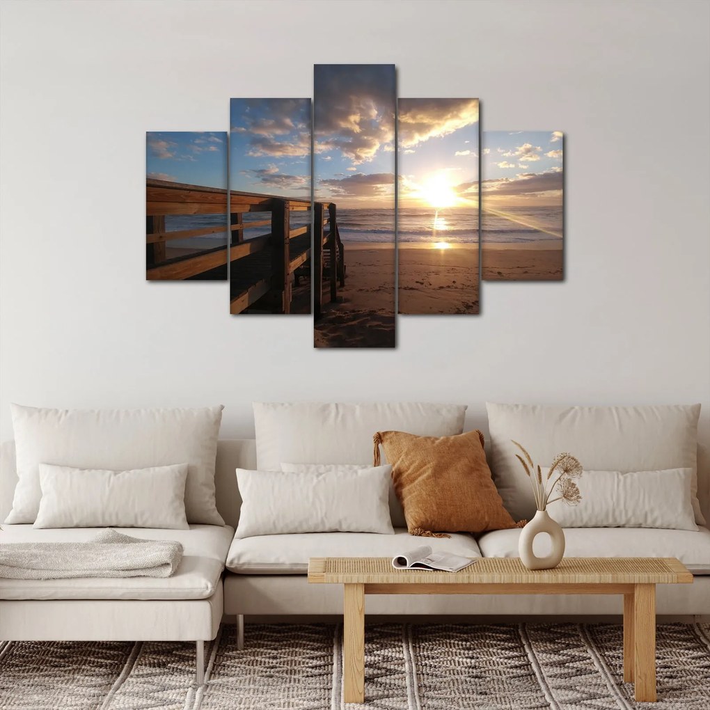 Obraz móla, pláže a more (150x105 cm)