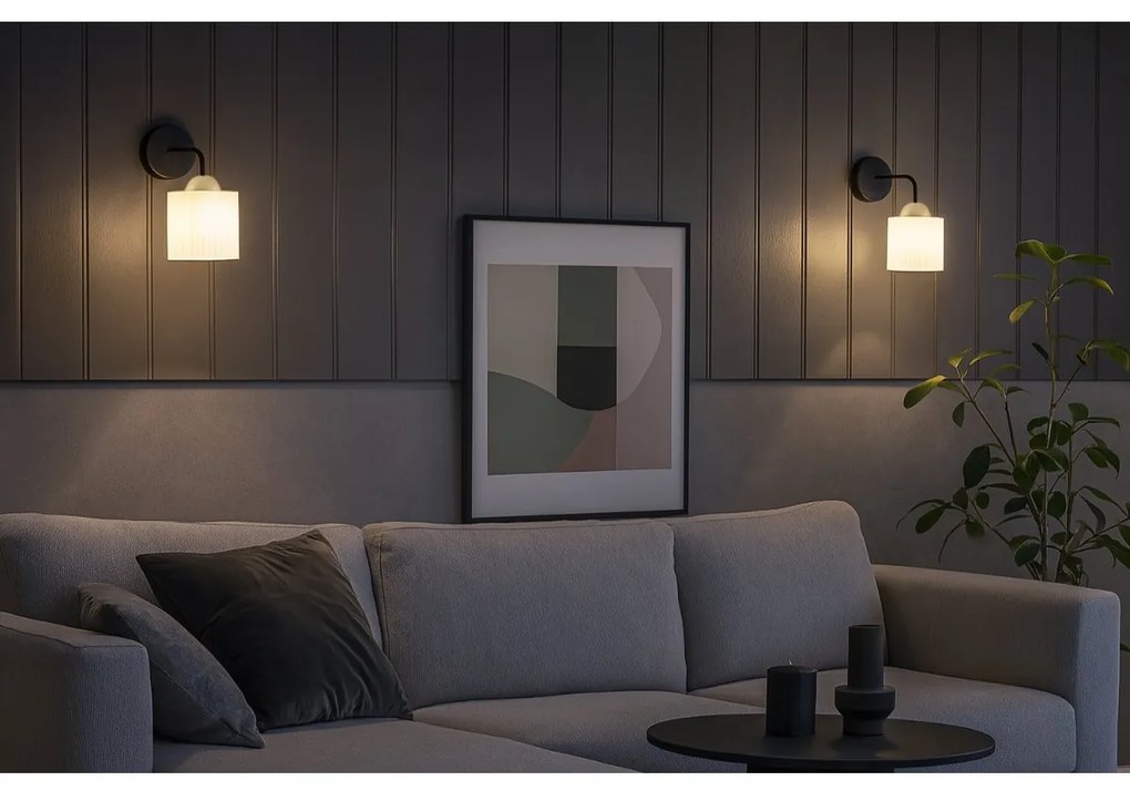 Nástenné svietidlo Riffle Square, 1x biele sklenené tienidlo, b/g