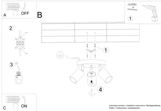 Sollux SL.1292 - Bodové svietidlo VERDO 3xGU10/10W/230V čierna