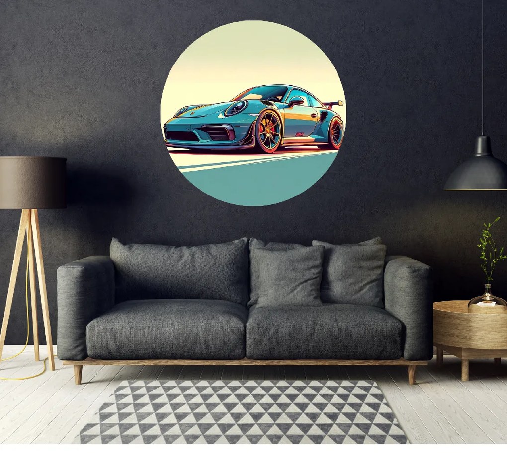 PIPPER. Kruhová samolepka na stenu "Porsche 911" Veľkosť: 60 cm