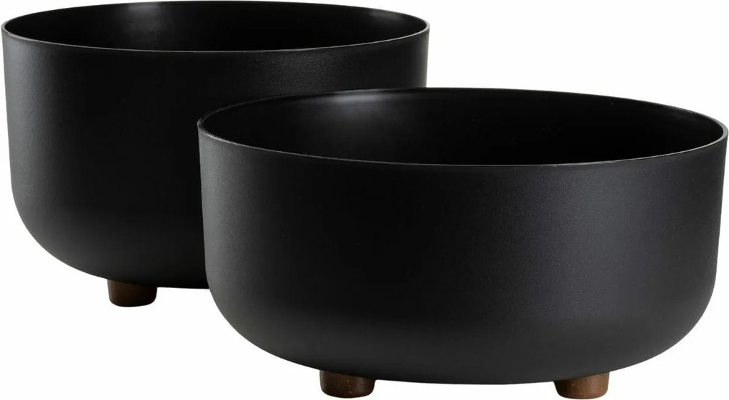 Sada 2 ks kvetináčov Terra 14,4x29,7/17x26,9 cm čierna