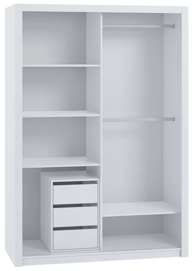 Šatníková skriňa s posuvnými dverami a so zrkadlom Kler SZ120 KE05, Farby: biela / zrkadlo