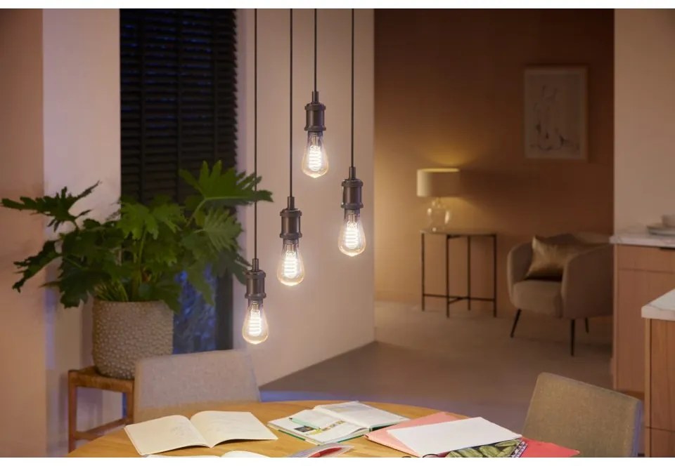 PHILIPS HUE Múdra LED filamentová žiarovka HUE, E27, ST64, 7W, 550lm, teplá biela-neutrálna biela