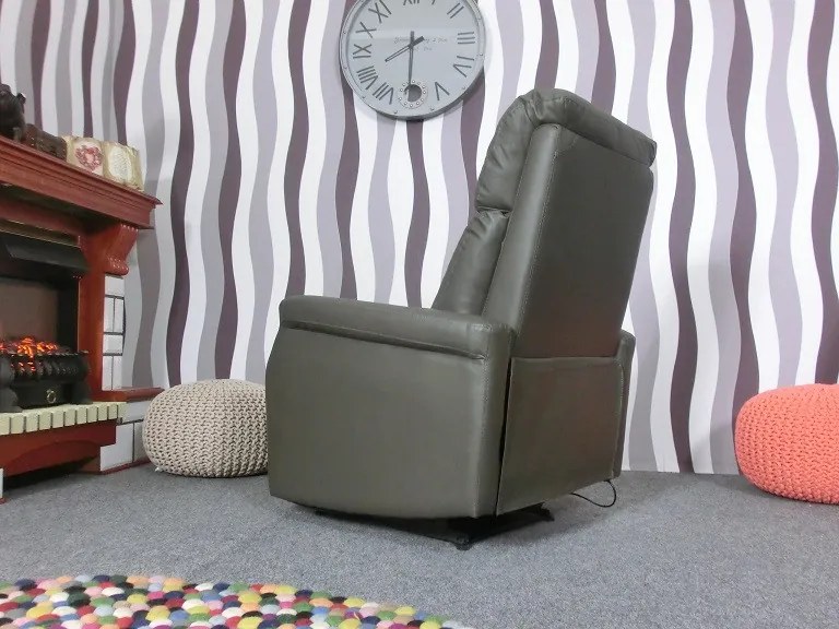 (2272) SOLEA kožené elektrické polohovacie kreslo sivé