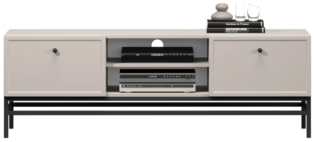 TV stolík Lorini 150 cm na stojane – kašmírová / čierne úchytky