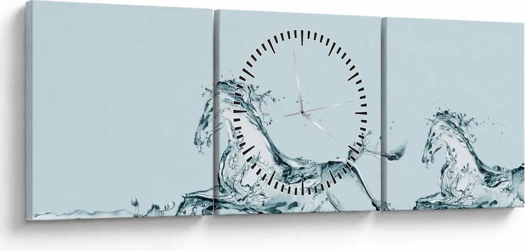 Obraz - Kone z kvapiek vody (s hodinami) (90x30 cm)