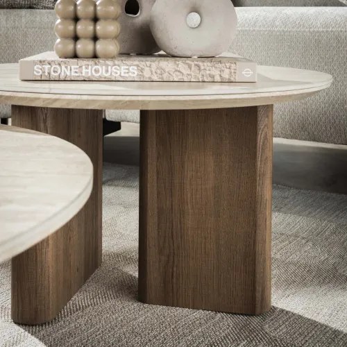 Konferenčný stôl 45-62 Romano 2-set Ceramic Travertine - Komfort-nábytok