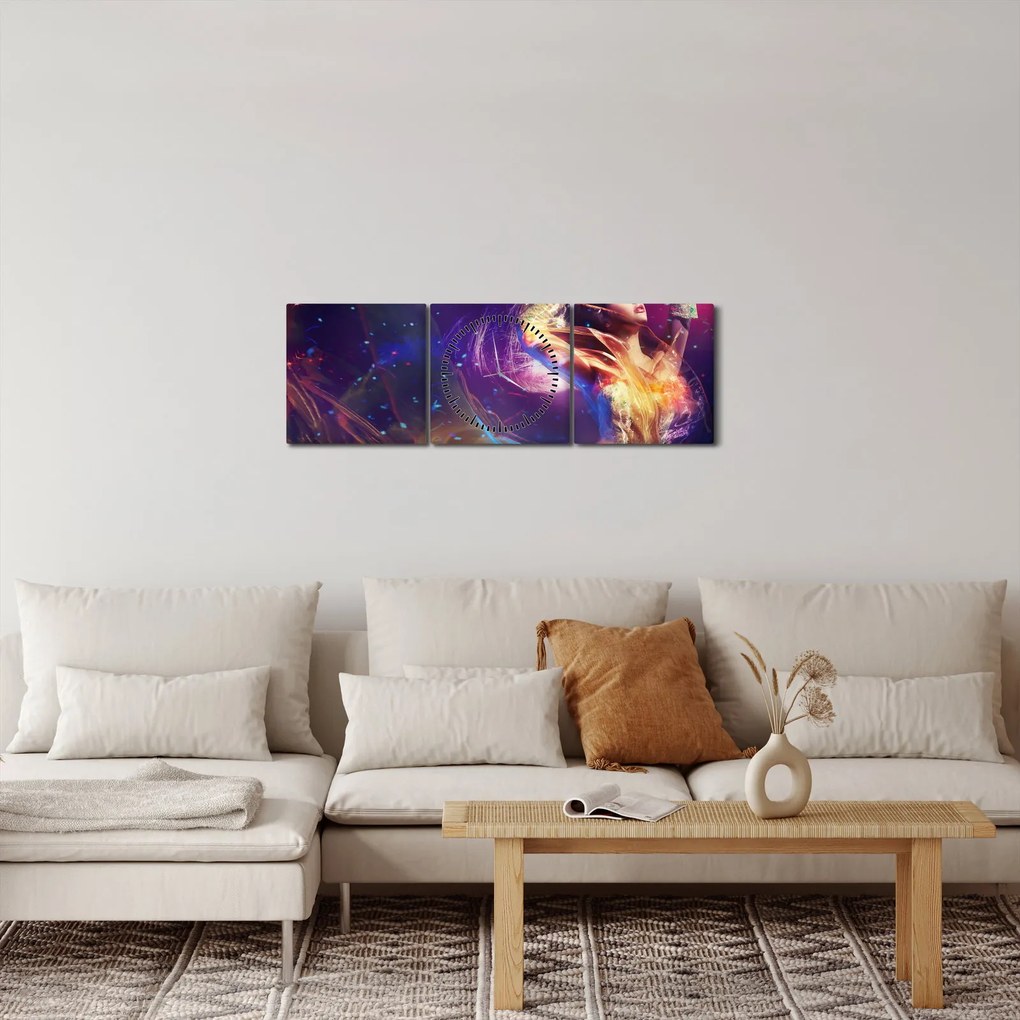 Obraz - mystické ženy (s hodinami) (90x30 cm)