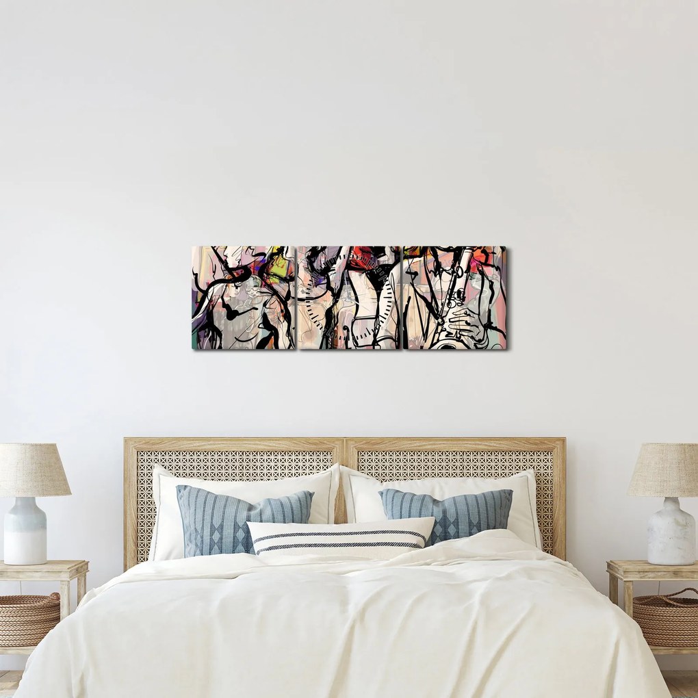 Obraz - Jazzová noc (s hodinami) (90x30 cm)