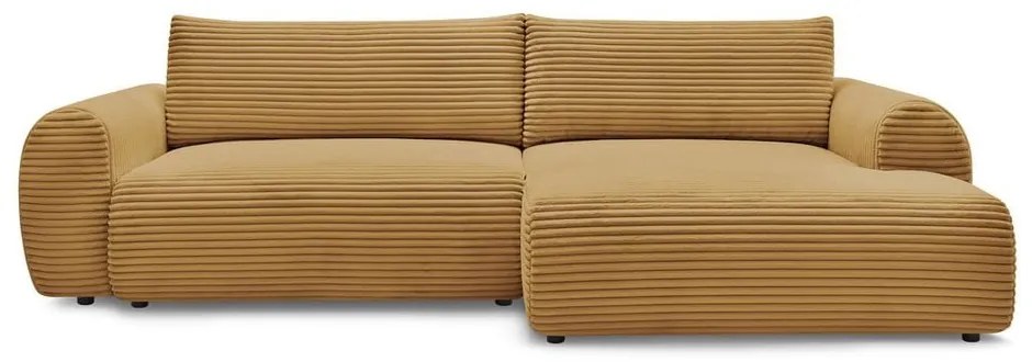 Menčestrová rozkladacia rohová pohovka v horčicovej farbe (pravý roh) Lucien – Bobochic Paris