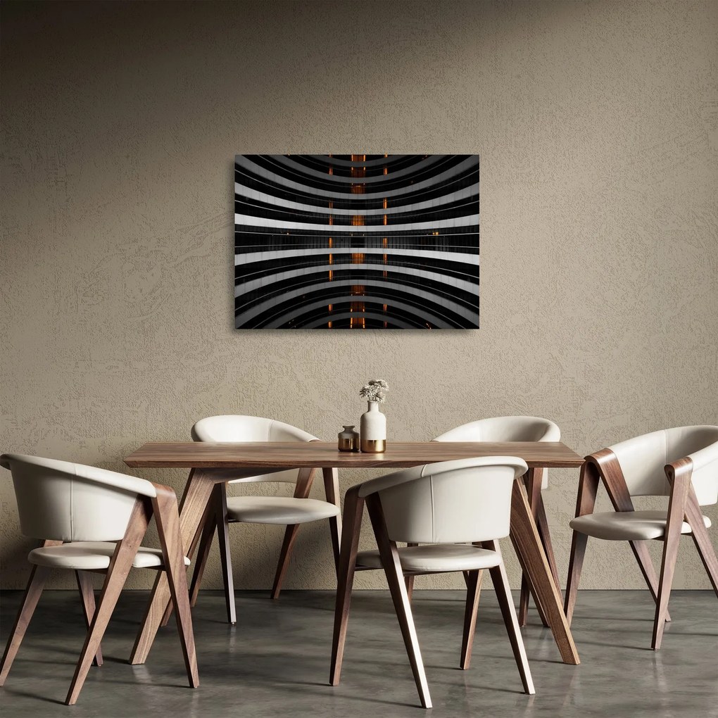 Abstraktný sklenený obraz - budova (70x50 cm)