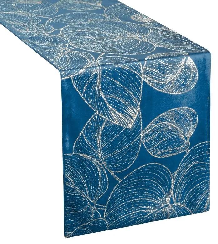 Dekorstudio Elegantný zamatový behúň na stôl BLINK 16 tmavomodrý Rozmer behúňa (šírka x dĺžka): 35x180cm