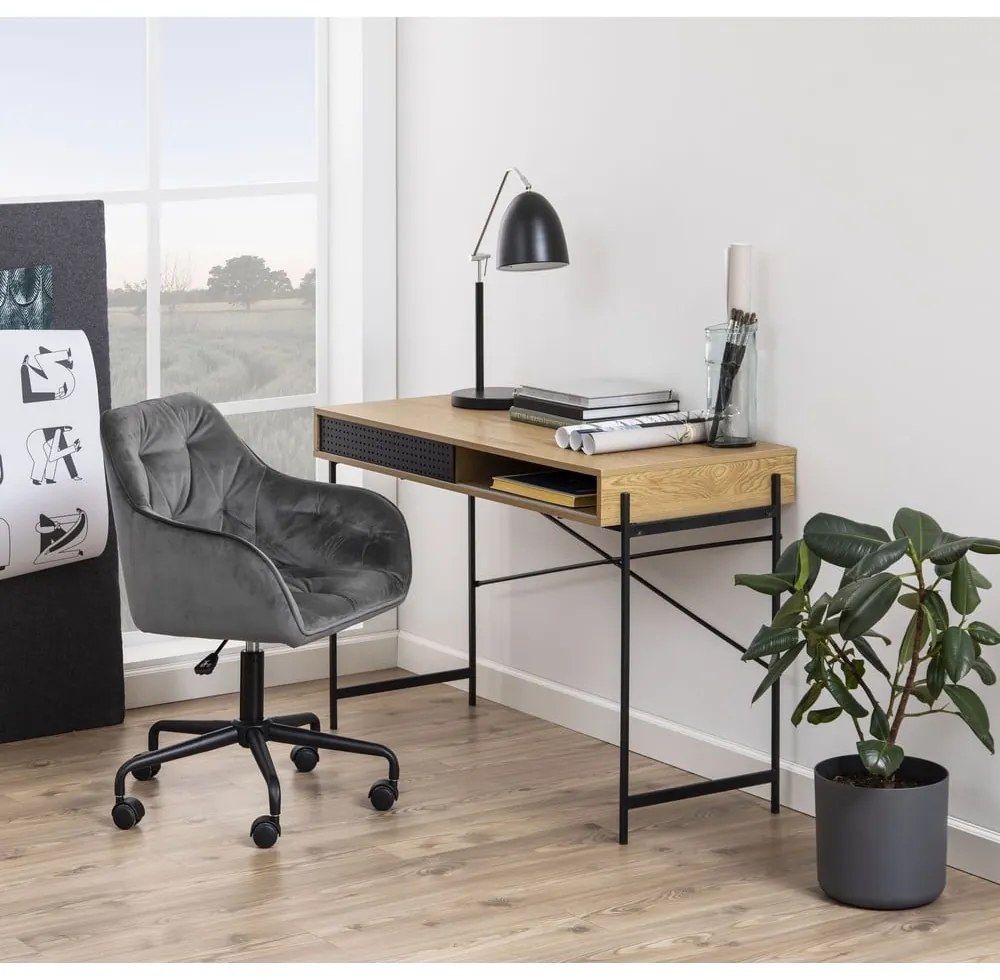 Sivá kancelárska stolička so zamatovým povrchom Actona Brooke