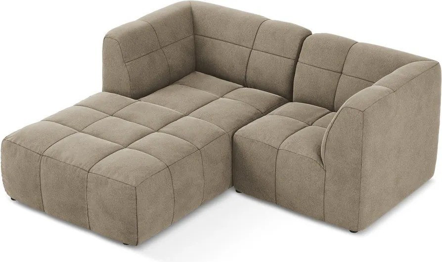 Hnedá zamatová rohová pohovka (ľavý roh/s leňoškou) Aloha – Makamii